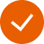 Circular checkmark symbol in orange